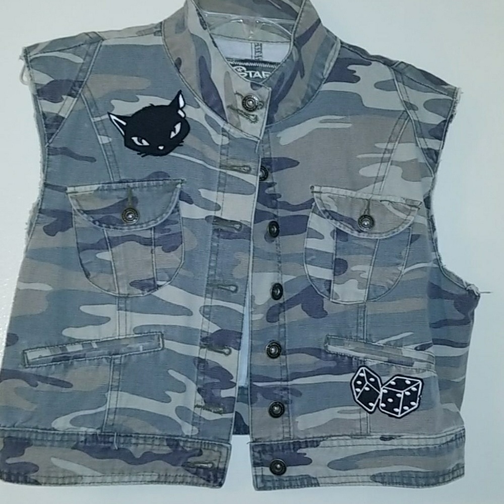 Star Jeans camouflage vest- DIY sz L